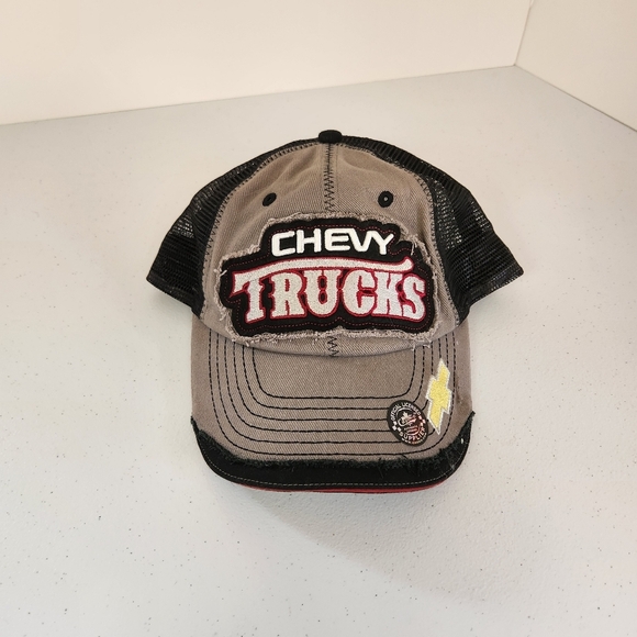 Chevy Trucks Raised Embroidery Distressed Ball Cap Hat Gray Snapback Trucker Men - Picture 1 of 6